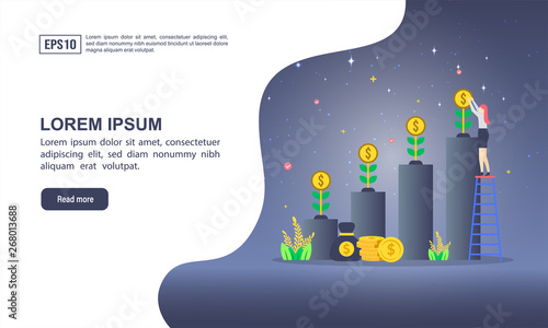 Vector illustration concept of return on investment with character. Modern illustration conceptual for banner, flyer, promotion, marketing material, online advertising, business presentation