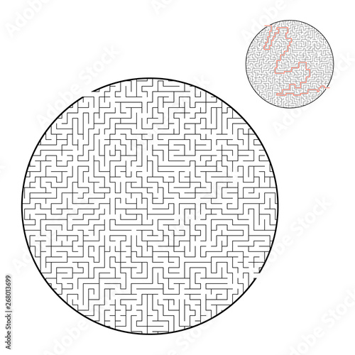 Difficult big maze. Game for kids and adults. Puzzle for children. Labyrinth conundrum. Find the right path. Flat vector illustration.