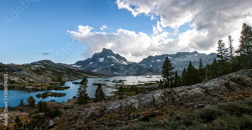 Thousand Islands Lake on Pacific Crest Trail in Summer Crossing Donohue Pass Between Ansel Adams Wilderness and Yosemite National Park in California