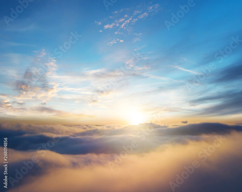 Fototapeta Naklejka Na Ścianę i Meble -  Beautiful sunrise cloudy sky from aerial view