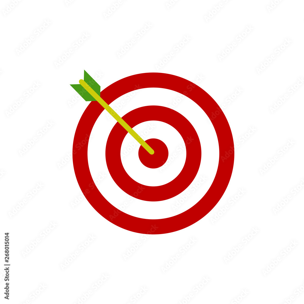 Bow, center focus target icon. Vector illustration, flat design. Bow, center focus target icon. Vector illustration, flat design.