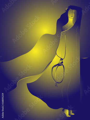 illustration with the image of a beautiful girl in the moonlight, symbolizes the zodiac sign