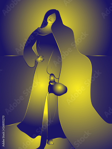 illustration with the image of a beautiful girl in the moonlight, symbolizes the zodiac sign