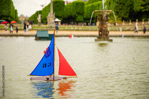 Children's ships in fountain near Luxembourg Palace in the Luxembourg Garden in Paris, France