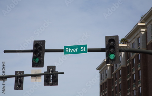 Sign for the Famous River Street in Savannh Georgia photo