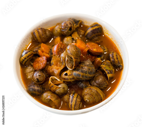 Home style snails stewed with chorizo
