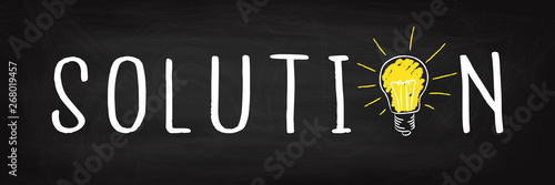 solution - problem - idea light bulb concept on chalk board