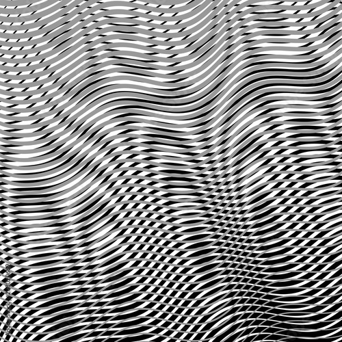 Wallpaper Mural Calm moire effect vector background. Wave Optical Illusion. Grey Lines Blending. Clear linear template for web and graphic design. Torontodigital.ca