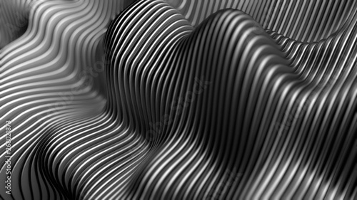 Metal background with lines. 3d illustration, 3d rendering.
