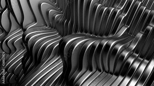 Metal background with lines. 3d illustration, 3d rendering.