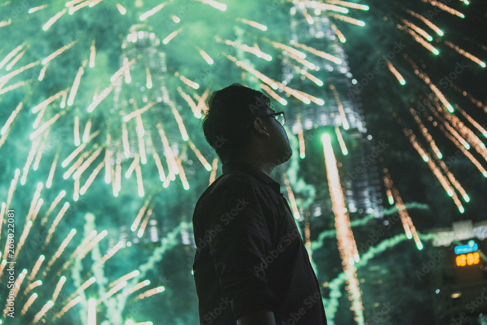 custom made wallpaper toronto digitalman standing and looking on fireworks during night time