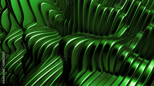 Green background with lines. 3d illustration, 3d rendering.