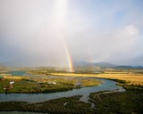 Overloading Torres del paine national park with double rainbow