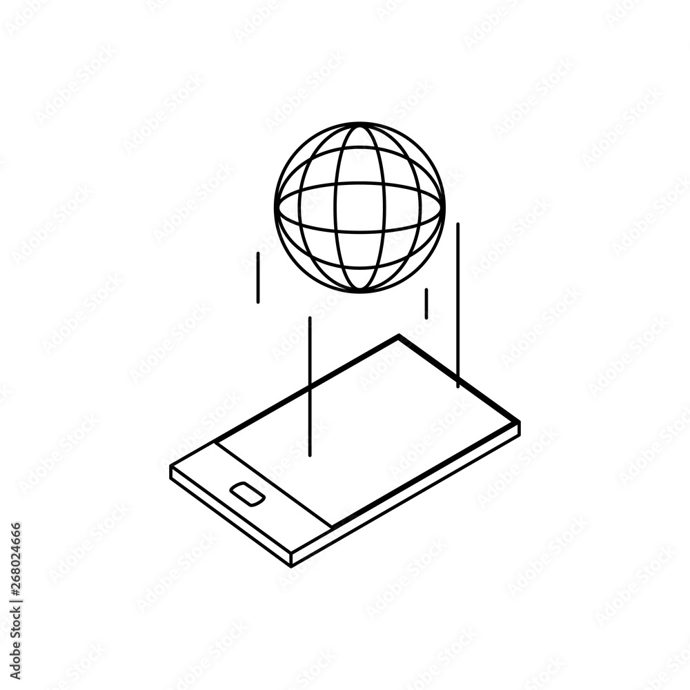 smartphone device with world planet smartphone device with world planet
