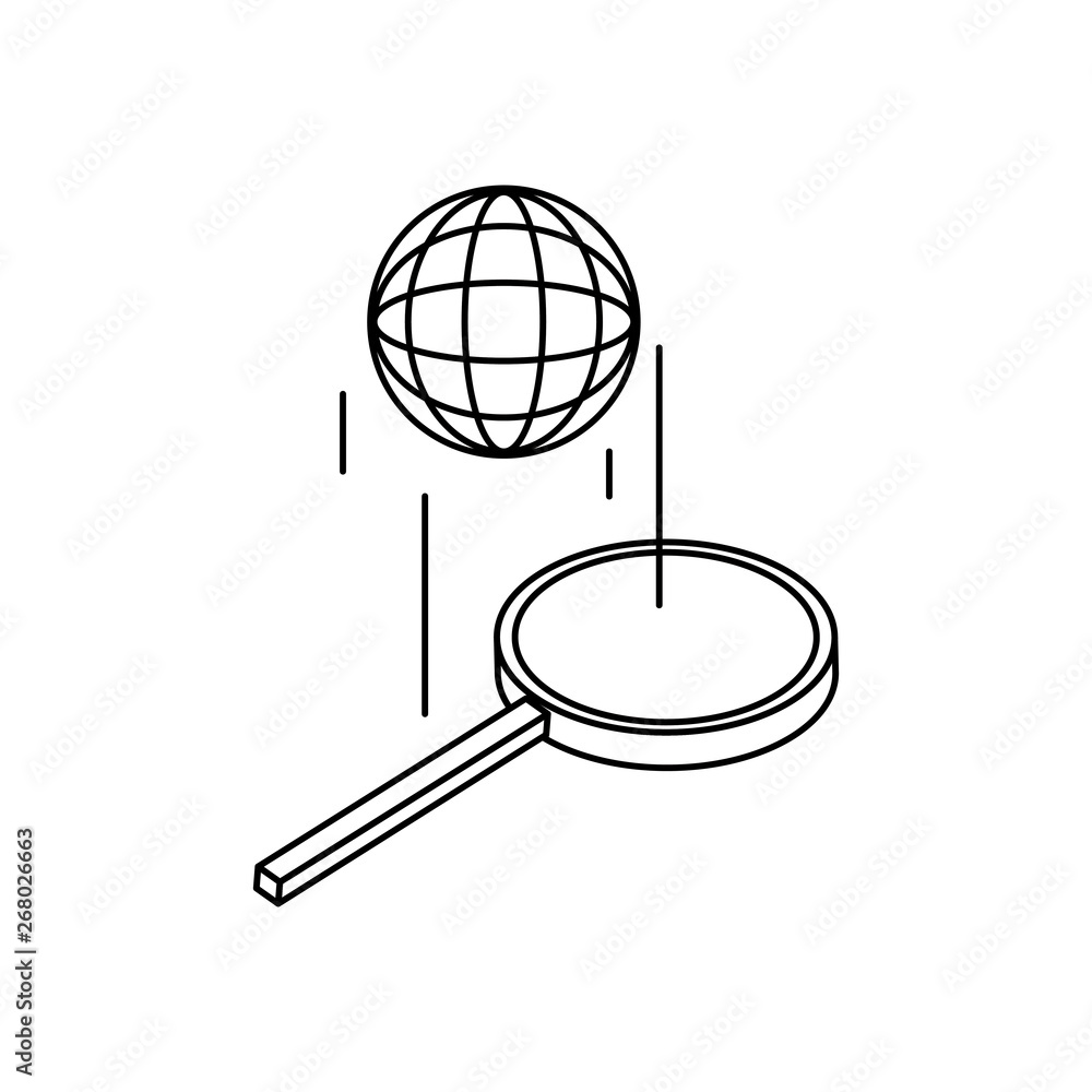 search magnifying glass with sphere planet search magnifying glass with sphere planet