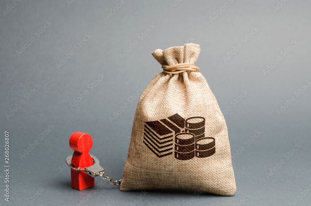 Ταπετσαρία A person is handcuffed with a money bag