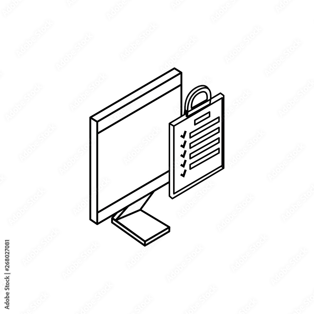 desktop computer with checklist desktop computer with checklist