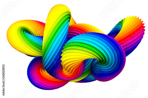 Abstract rainbow shape. 3d illustration, 3d rendering. photo