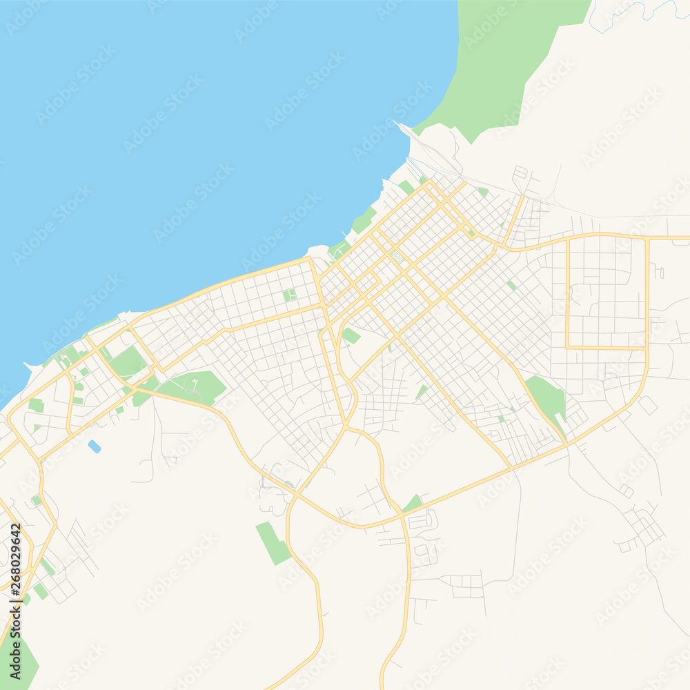 Fototapeta premium Empty vector map of Manzanillo, Granma, Cuba