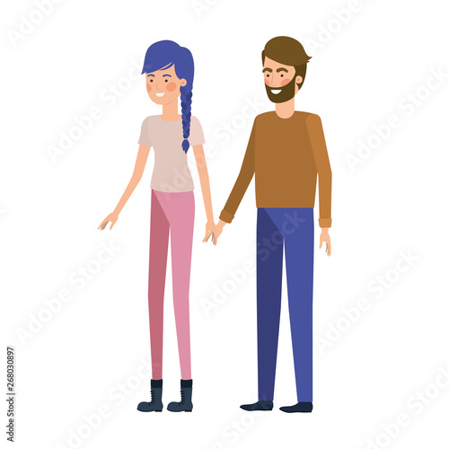 young couple in white background avatar character