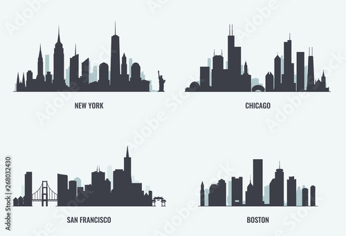 USA cities skylines set.