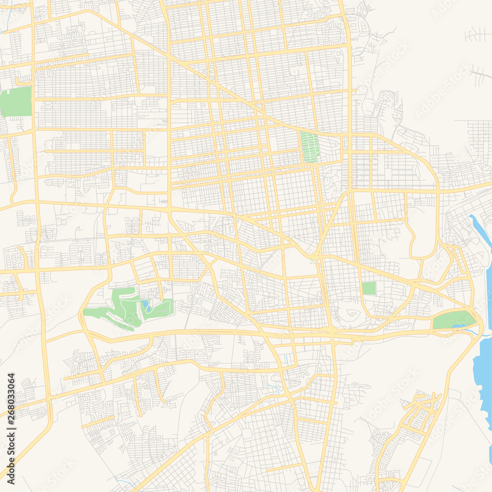 Empty vector map of Hermosillo, Sonora, Mexico