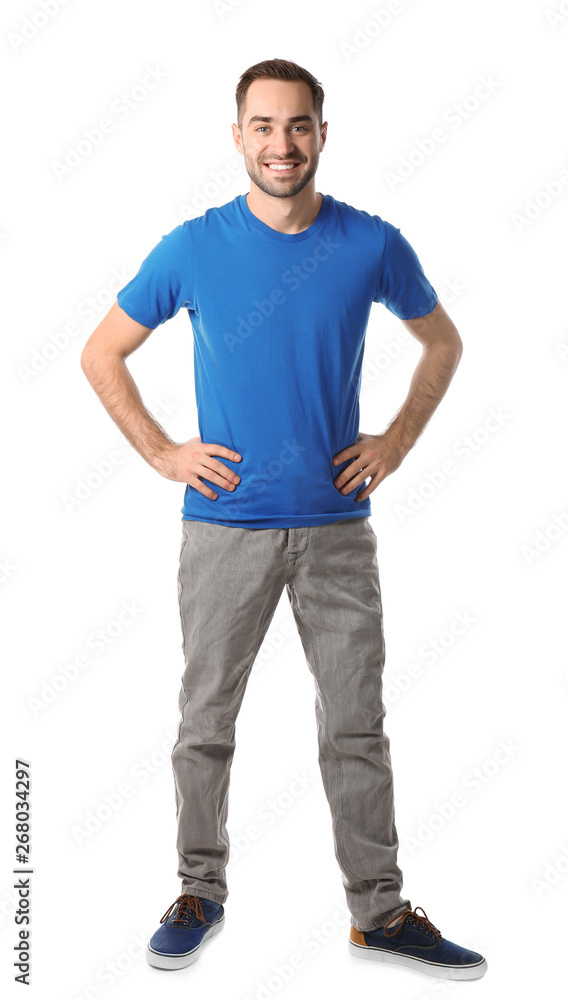 Full length portrait of handsome man posing on white background Full length portrait of handsome man posing on white background