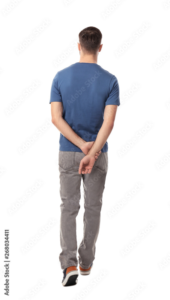 Fototapeta premium Young man in casual clothes posing on white background