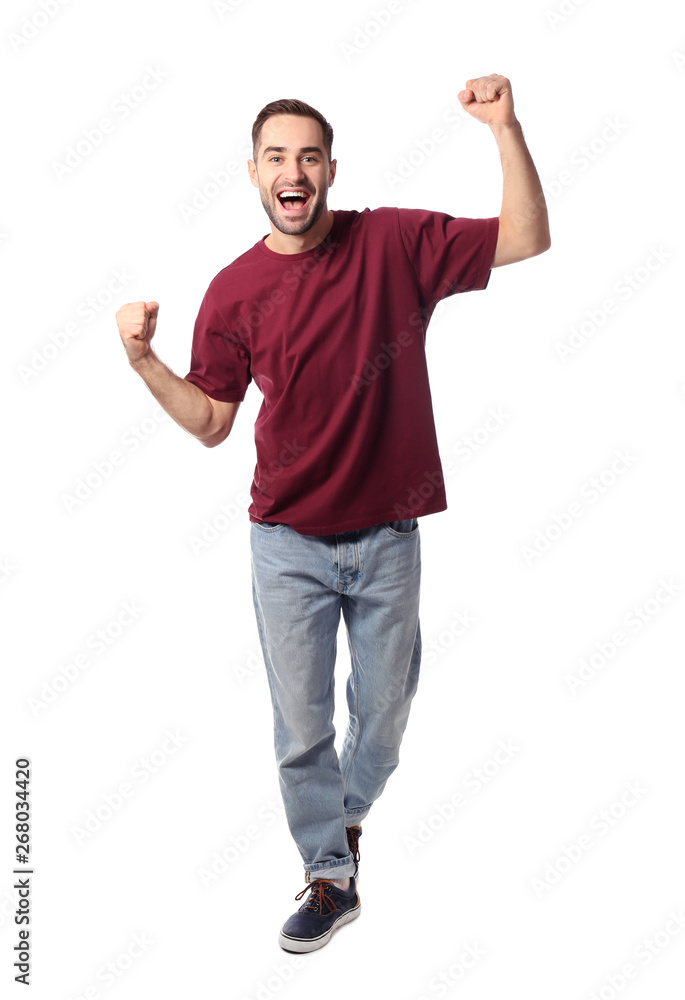 Full length portrait of emotional handsome man on white background Full length portrait of emotional handsome man on white background