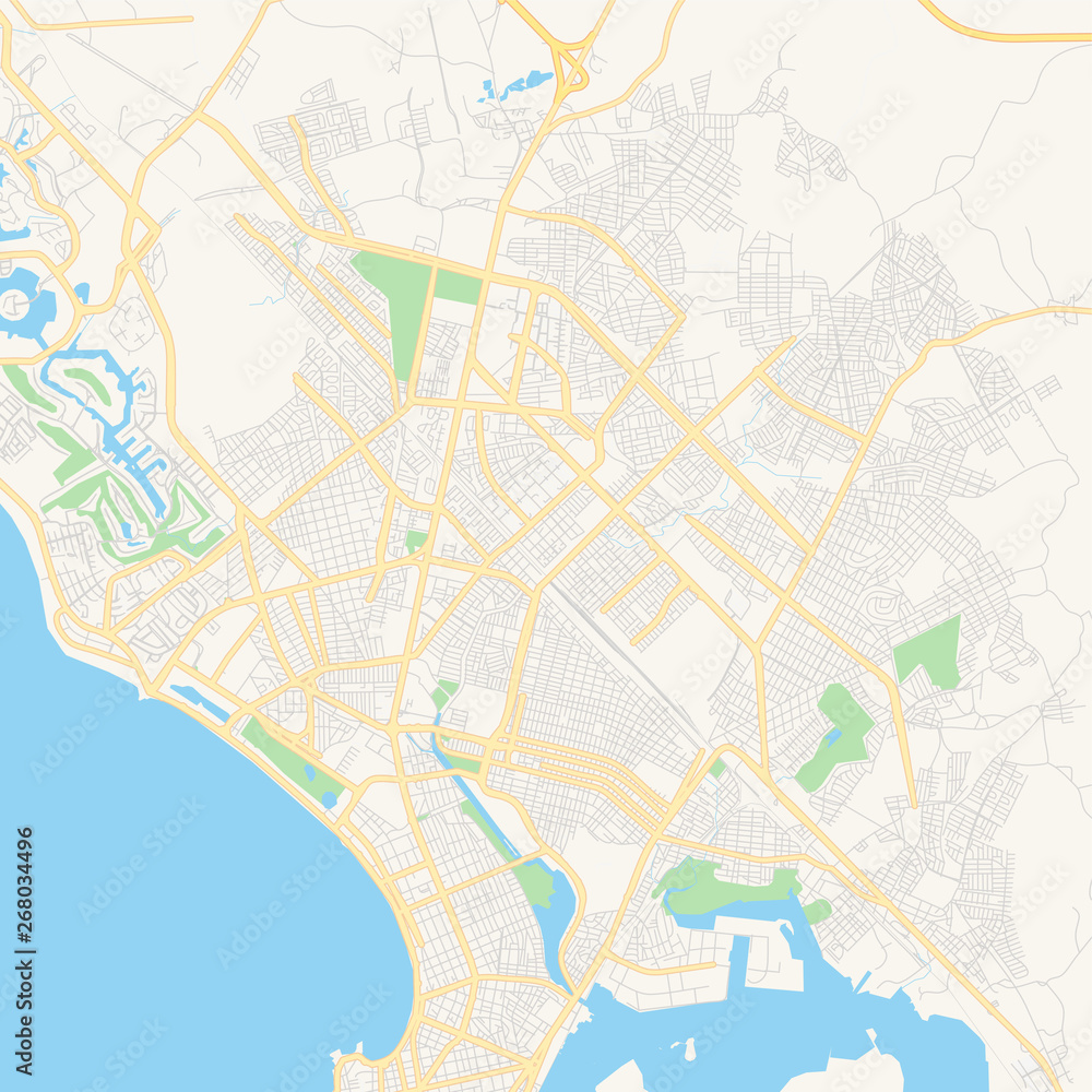 Empty vector map of Mazatlán, Sinaloa, Mexico