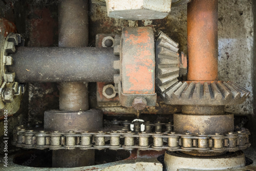 Gearbox of a historic tractor.