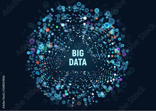 Big data visualization vector illustration. The process of sorting dataset. Isolated design elements.