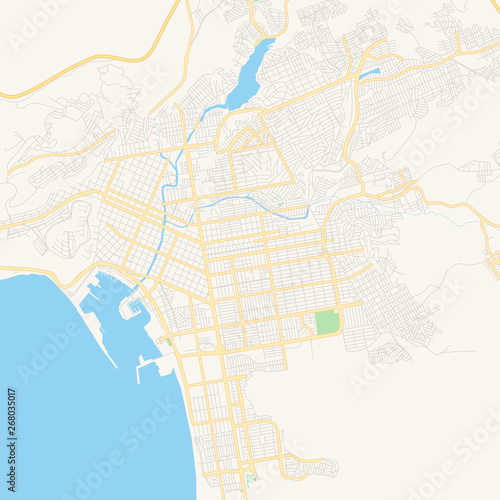 Empty vector map of Ensenada  Baja California  Mexico