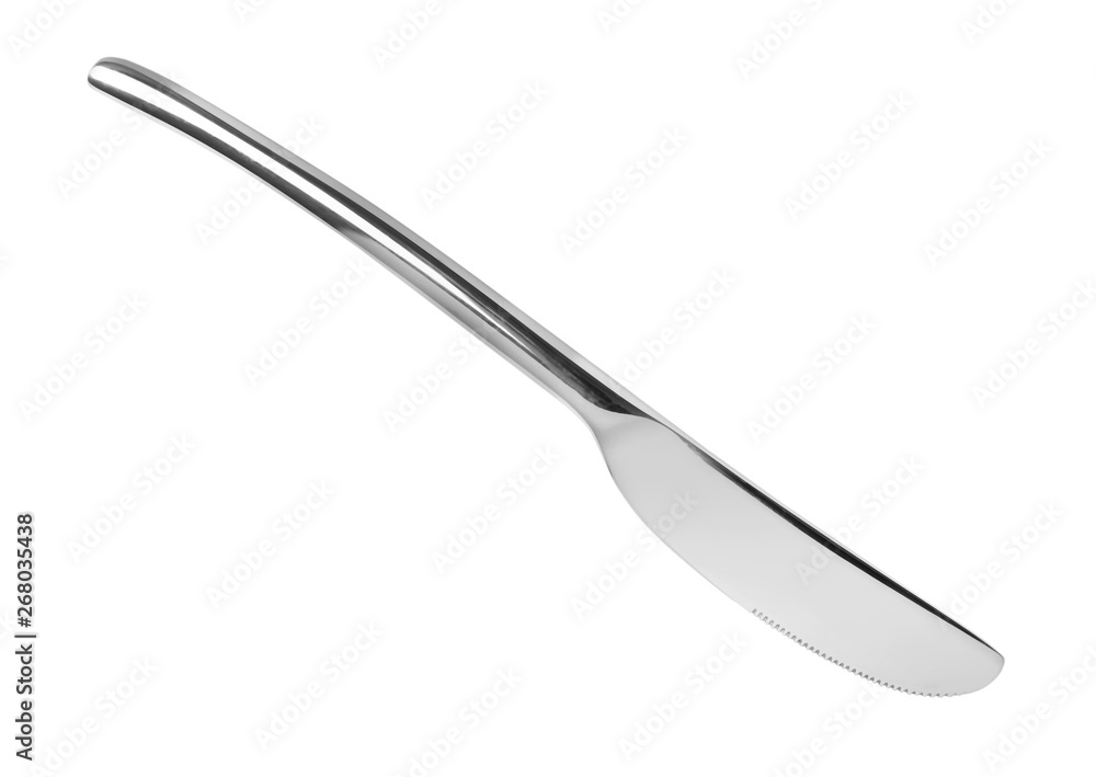 New clean dinner knife on white background New clean dinner knife on white background