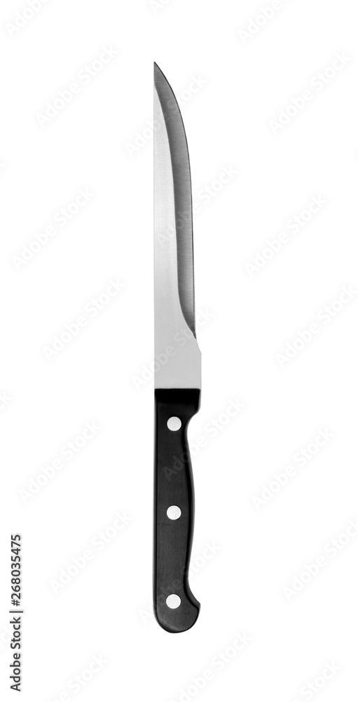 Knife with plastic handle on white background Knife with plastic handle on white background