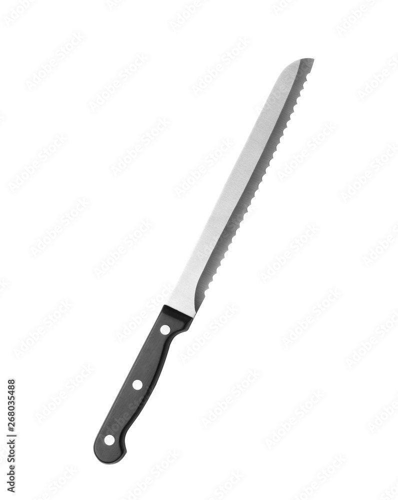 New clean bread knife on white background New clean bread knife on white background