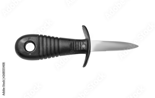 New clean oyster knife on white background