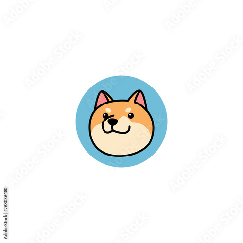 shiba inu dog face cartoon icon, vector illustration