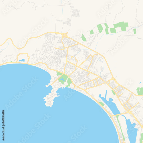 Empty vector map of Manzanillo, Colima, Mexico