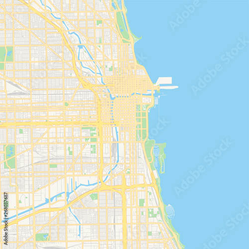 Empty vector map of Chicago, Illinois, USA