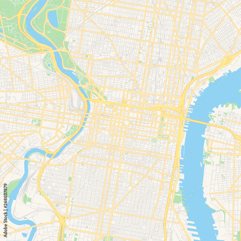 Empty vector map of Philadelphia, Pennsylvania, USA