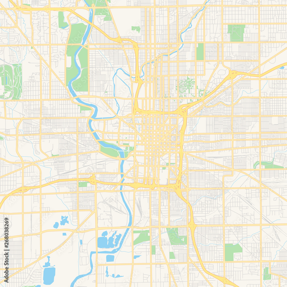 Empty vector map of Indianapolis, Indiana, USA
