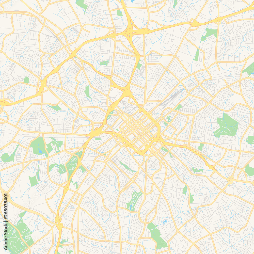 Empty vector map of Charlotte, North Carolina, USA