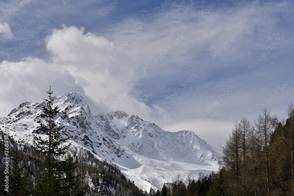 Disgrazia mountain with its hanging glacier