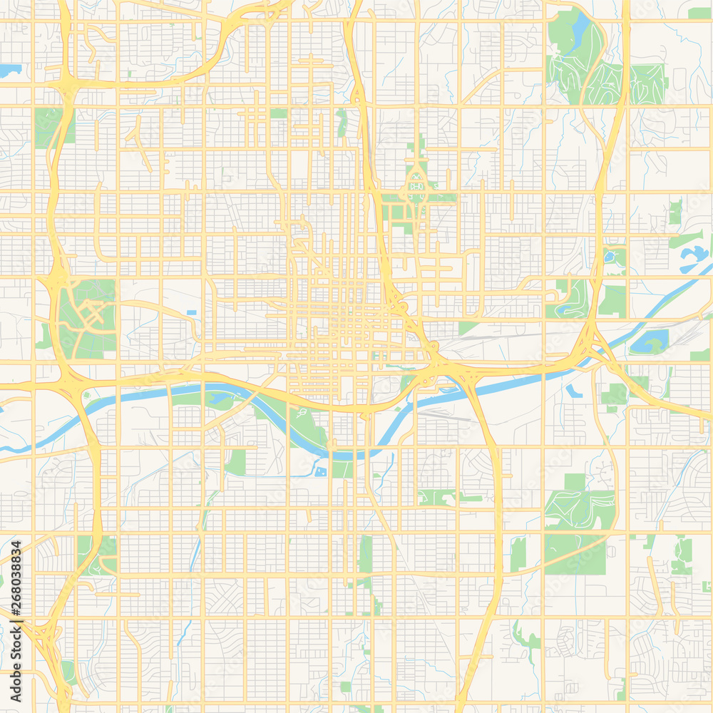 Empty vector map of Oklahoma City, Oklahoma, USA