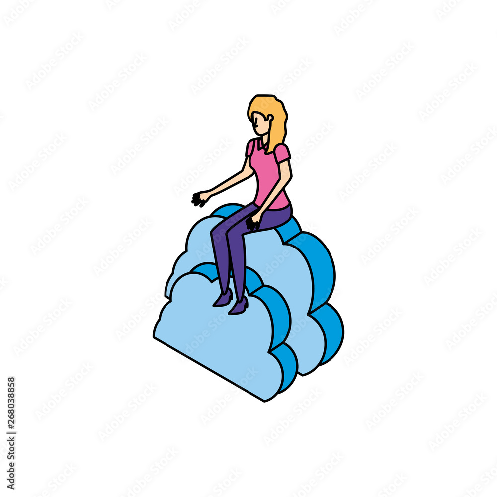 businesswoman worker with cloud computing businesswoman worker with cloud computing