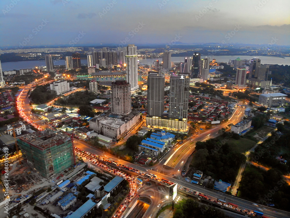 Obraz premium Johor Bahru city night view