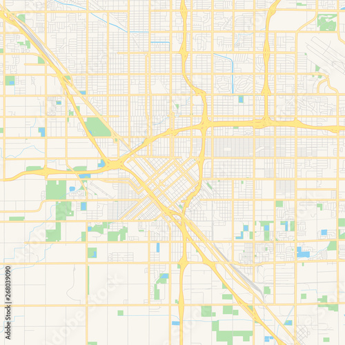 Empty vector map of Fresno, California, USA