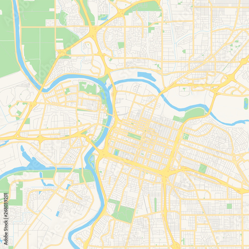 Empty vector map of Sacramento, California, USA