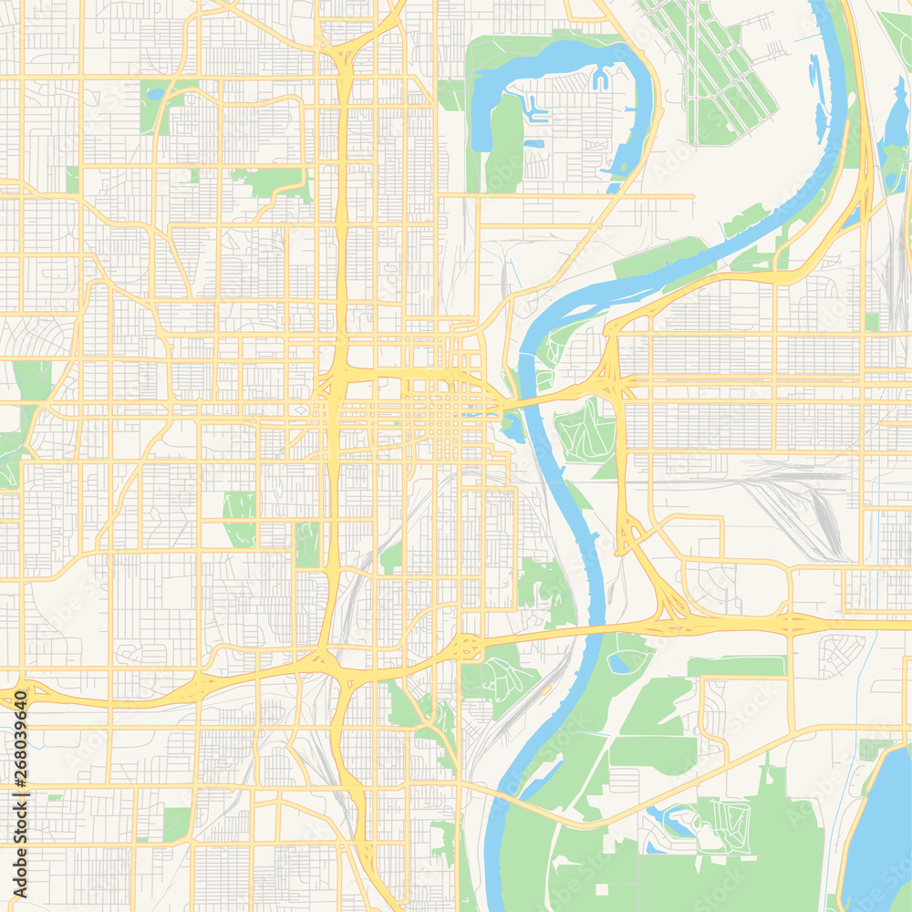 Empty vector map of Omaha, Nebraska, USA